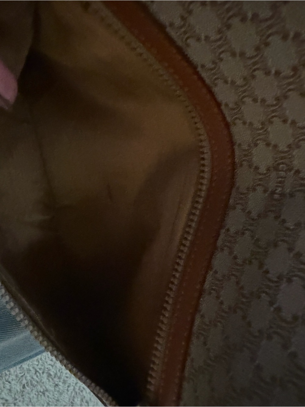 Celine Triomphe Canvas Fold-Over Clutch in Beige and Brown Trim - Picture 11 of 14